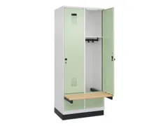 locker met bank,HxBxD 1950x800x815mm,2vak,vak B 400mm,draaigrendel
