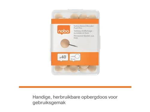 Punaises Nobo hout voor memobord 40 stuks