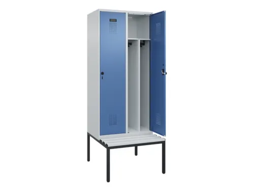 locker met bank,voor scheiding van kleding,HxBxD 2120x800x815mm,2vak