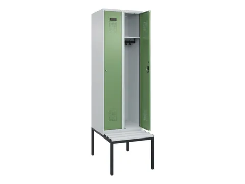 locker met bank,HxBxD 2120x600x815mm,2vak,vak B 300mm,cilinderslot