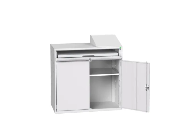 pc-kast 1130x1050x550mm toetsenbordblad RAL7035 + RAL7035