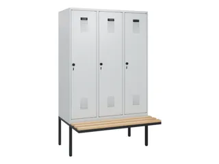 locker met bank,HxBxD 1950x1200x815mm,3vak,vak B 400mm,draaigrendel - 2
