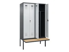 PBM-locker met bank,HxBxD 2120x1200x815mm,4vak,vak B 300mm