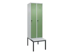 locker met bank,HxBxD 2120x600x815mm,2vak,vak B 300mm,draaigrendel
