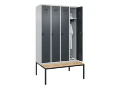 locker met bank,HxBxD 2120x1200x815mm,4vak,vak B 300mm,draaigrendel