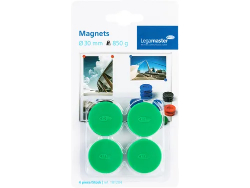 Magneet Legamaster 30mm 850gr groen 4 stuks