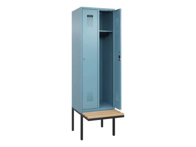 locker met bank,HxBxD 2120x600x815mm,2vak,vak B 300mm,cilinderslot