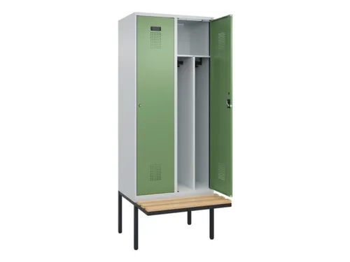 locker met bank,voor scheiding van kleding,HxBxD 2120x800x815mm,2vak
