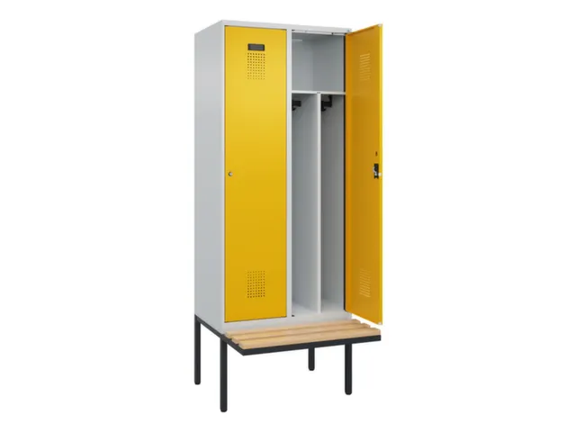 locker met bank,voor scheiding van kleding,HxBxD 2120x800x815mm,2vak