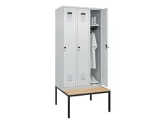 locker met bank,HxBxD 2120x900x815mm,3vak,vak B 300mm,draaigrendel