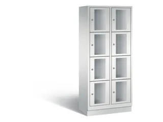 Lockerkast 1800x810x500mm 2x4 vakken Cilinderslot, Sokkel, RAL7035 - 2