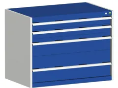 ladekast HxBxD 800x1050x750mm 4 laden romp Ral7035 front Ral5010 staal