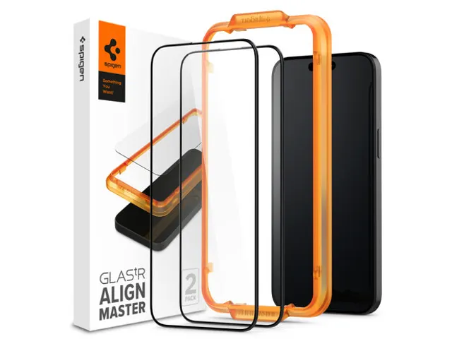 Spigen Align edge to edge iPhone 15 Pro glazen screenprotector 2 pack