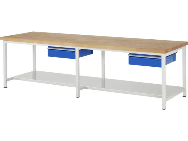 werkbank,HxBxD 840-1040x3000x900mm,beukblad,draagverm. 1250kg,4voeten