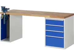 werkbank,HxBxD 890x2000x700mm,beukblad,draagverm. 750kg,2containers