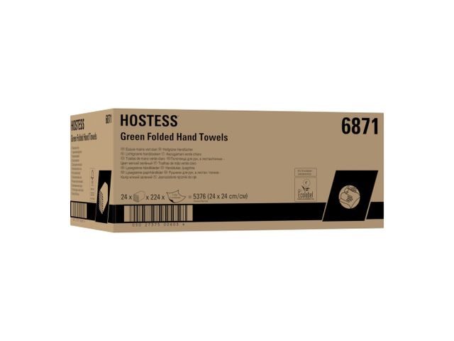Hostess 6871 Handdoek S-vouw 1-laags Groen 24x24cm | Vouwhanddoeken.nl