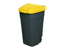 Afvalbak 100 Liter HxBxD 850x510x550mm Pp Romp Antraciet Deksel Geel