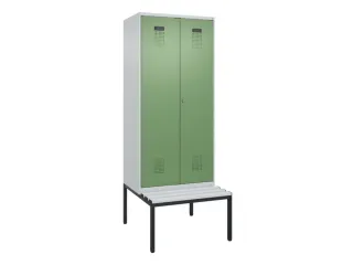 locker met bank,voor scheiding van kleding,HxBxD 2120x800x815mm,2vak - 2