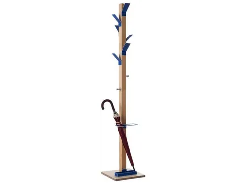 Staande kapstok 6jas-/2tashaken met parapluhouder naturel/blauw