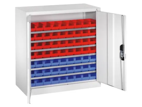 Stellingkast Staalplaat 1000x1000x420mm 6 Legborden 63 Magazijnbakken