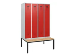 locker met bank,HxBxD 1950x1200x815mm,4vak,vak B 300mm,cilinderslot