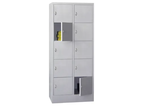 Vakkenkast HxBxD 1850x830x500mm 10 Vakken 400mm Klink Ral7035 Sokkel