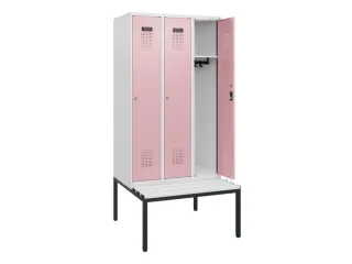 locker met bank,HxBxD 1950x900x815mm,3vak,vak B 300mm,cilinderslot - 1