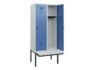 locker met bank,HxBxD 1950x800x815mm,2vak,vak B 400mm,draaigrendel - 1