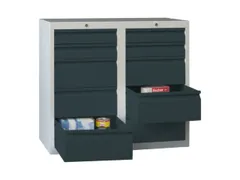 ladekast HxBxD 900x1000x500mm 10laden RAL7035 front RAL7016