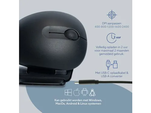 Ergonomische muis R-Go Twister Ambidexter Links/Rechts bluetooth