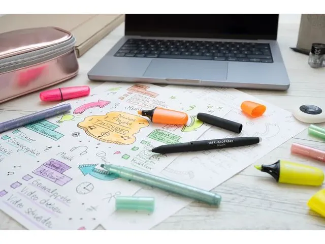 Markeerstift Eberhard Faber mini glitter neon etui 5 stuks