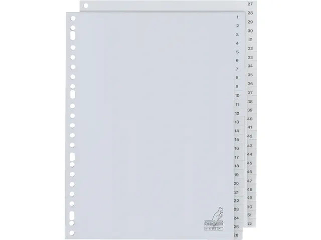 Tabbladen Kangaro A4 23-Gaats G452CM 1-52 Genummerd Grijs Pp