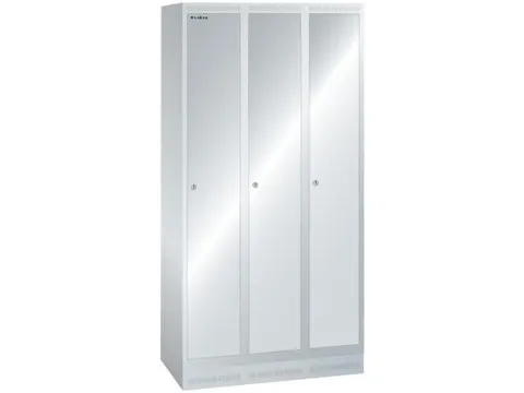 garderobekast,HxBxD 1800x900x500mm,3vak,vak B 300mm,cil.-slot,sokkel