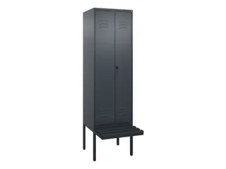 PBM-locker met bank,HxBxD 2120x600x815mm,2vak,vak B 300mm,draaigrendel - 1