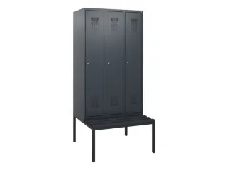 locker met bank,HxBxD 1950x900x815mm,3vak,vak B 300mm,cilinderslot - 2