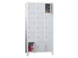 lockerkast,HxBxD 1850x900x500mm,3x5vakken,RAL7035,front RAL7035