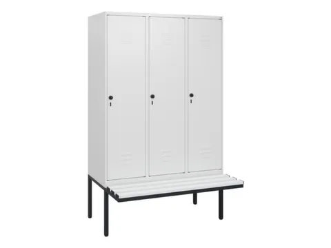 locker met bank,HxBxD 1950x1200x815mm,3vak,vak B 400mm,draaigrendel
