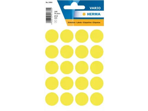 HERMA 1884 Multipurpose etiketten Rond 19mm Fluor Geel 100 stuks