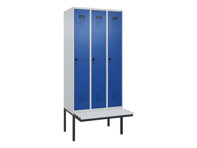 locker met bank,voor scheiding van kleding,HxBxD 2120x900x815mm,3vak