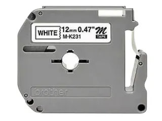 Labeltape Brother P-touch M-K231 ongelamineerd 12mm zwart op wit - 3