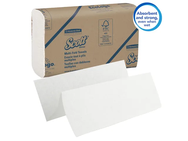 Handdoek Scott m-vouw 1-laags 23x23,5cm 16x250stuks wit 1804