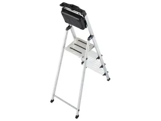 trapladder,eenzijdig,4treden,bordes m. antislip elementen,balk L 1,6m - 3