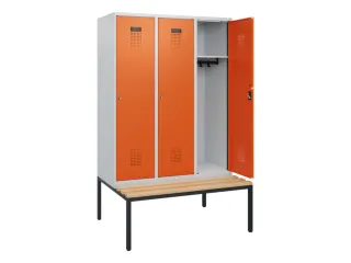 locker met bank,HxBxD 1950x1200x815mm,3vak,vak B 400mm,cilinderslot - 1