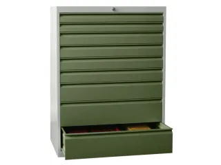ladekast HxBxD 1200x715x600mm 9laden slot RAL7035 front RAL6011 - 2