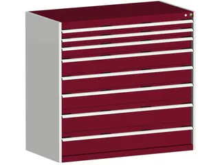 ladekast HxBxD 1200x1300x750mm 8laden romp RAL7035 front RAL3004 - 1