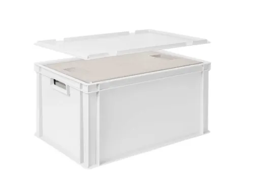 Euronorm-stapelbak,m. isoleerbox,HxLxB 320x600x400mm,65/35l,PP,wit