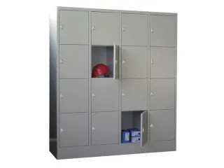 lockerkast,HxBxD 1850x1600x500mm,4x4vakken,RAL7035,front RAL5010 - 1