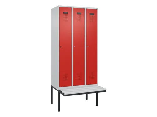 locker met bank,HxBxD 2120x900x815mm,3vak,vak B 300mm,cilinderslot