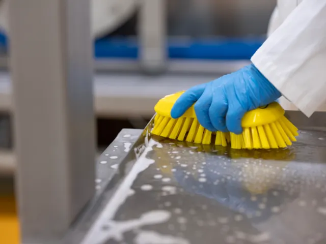 Vikan Hygiene extra grote handborstel extra harde vezels 230mm Geel