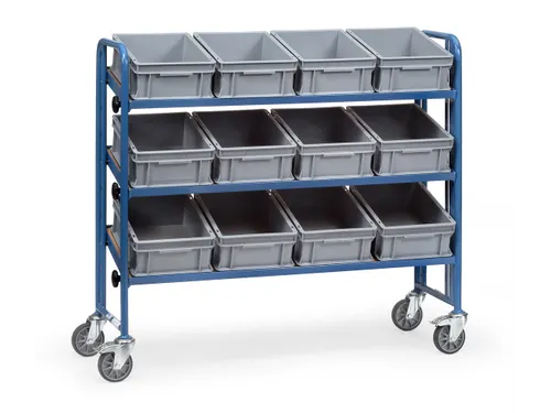 Bakkenwagen 2884 250kg 1240x415mm 3 Etages Hout Ral5007